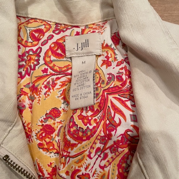 J. Jill Paisley lined linen tencel lyocell jacket Spring Summer Beachy Cotton M - Picture 5 of 7